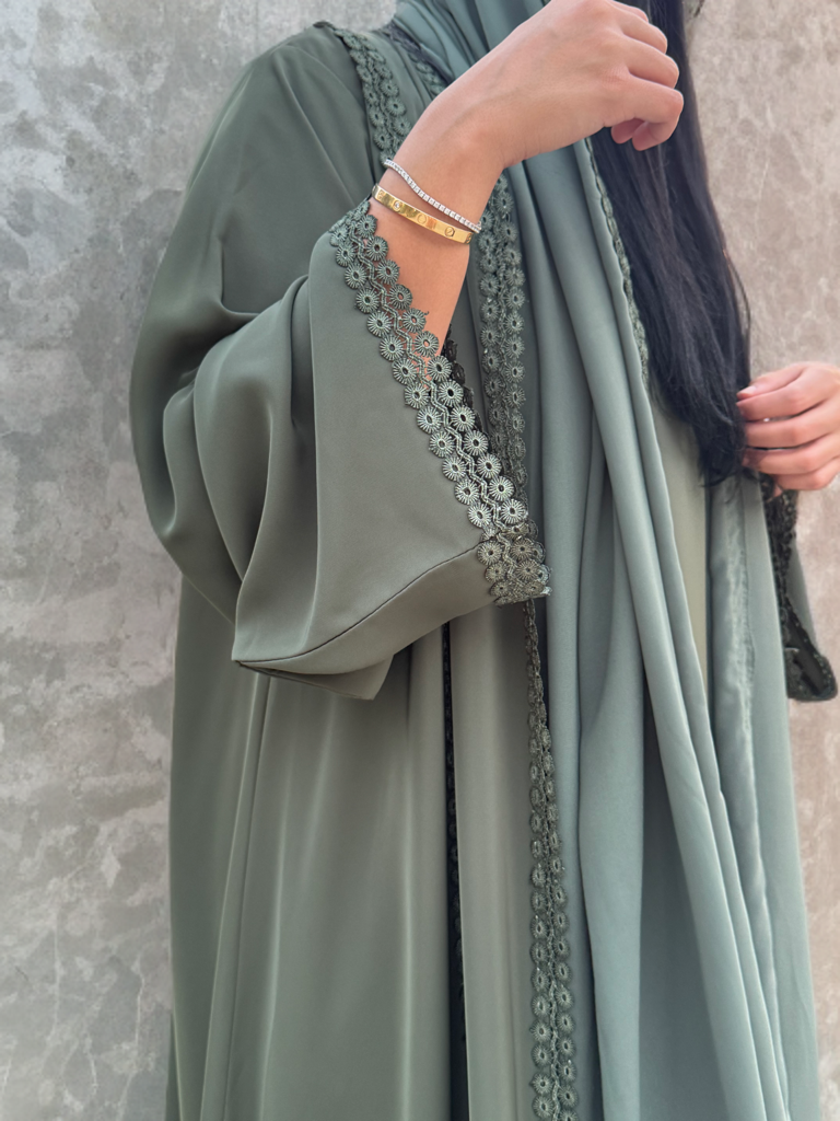 Ahlam - Abaya Set Olivgrün | 3-teilig