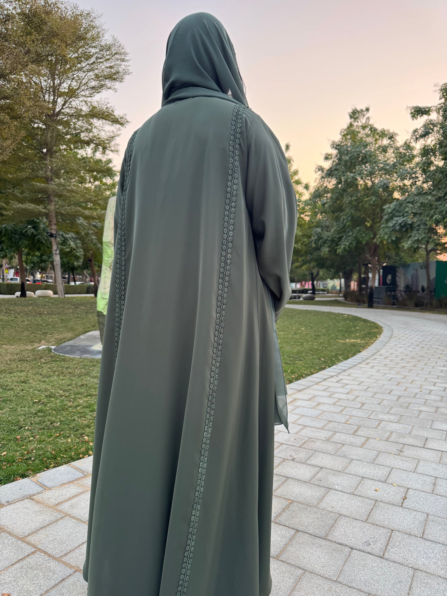 Ahlam - Abaya Set Olivgrün | 3-teilig