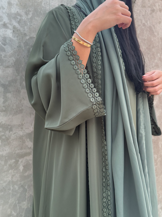 Ahlam - Abaya Set Olivgrün | 3-teilig