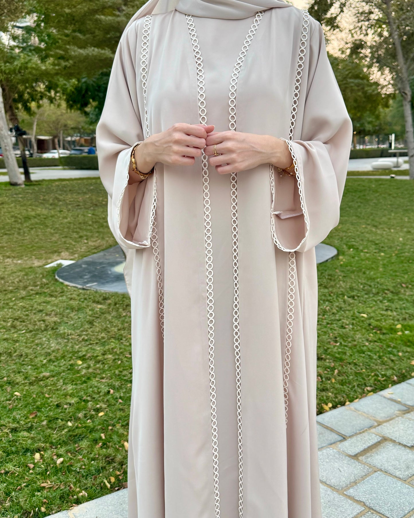 Ahlam – Abaya Set Beige | 3-teilig